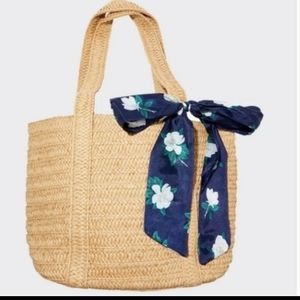 Draper James Straw Bag with Woven Scarf